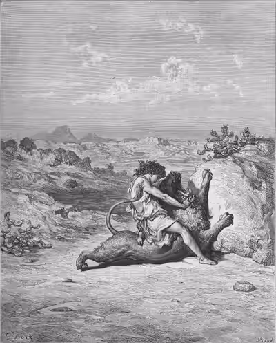 Samson Slays a Lion